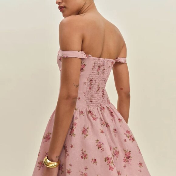 Reformation Sora Linen Dress Pink - Size 8 - Picture 4 of 4